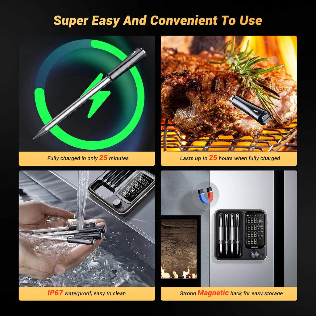 INKBIRD meat thermometer wireless grill thermometer 4 Probes Home Smart Bluetooth with Alarm For BBQ Cook Grilling thermometer